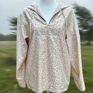 LizGolf Hooded Anorak Windbreaker Pullover Leopard Print Lightweight (Sz Med)